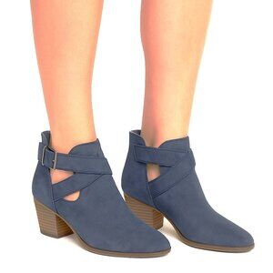 Sole Society Azure Vista Blue Cow Suede Heeled Booties